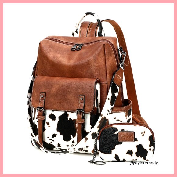 PU Leather Backpack Purse for Women Convertible Shoulder Bag Travel